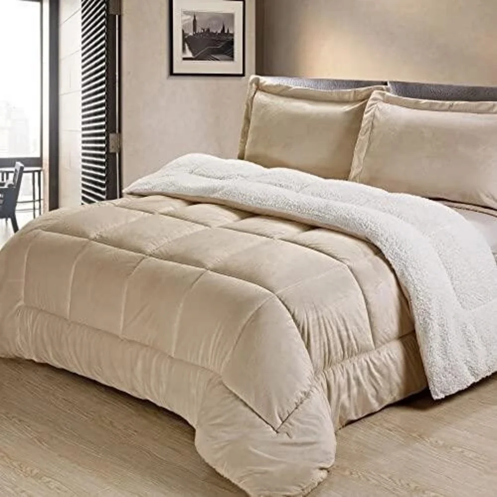 ⚡️Cathay Home Ultimate Luxury Reversible‎ Micromink & Sherpa Queen Comforter Set